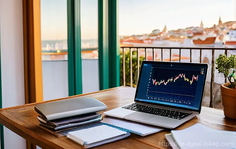 디지털 노마드가 되기 위한 필수 조건 - **Financial Freedom Anchor:** A serene digital nomad, a woman in her late 20s, with a relaxed and co...