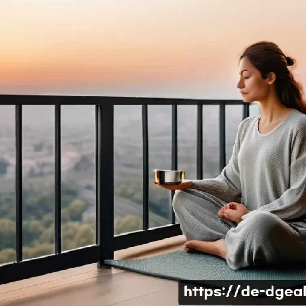 디지털 노마드의 생산성을 높이는 방법 - **Digital Nomad's Serene Morning Ritual**: A female digital nomad in her late 20s, wearing modest, c...