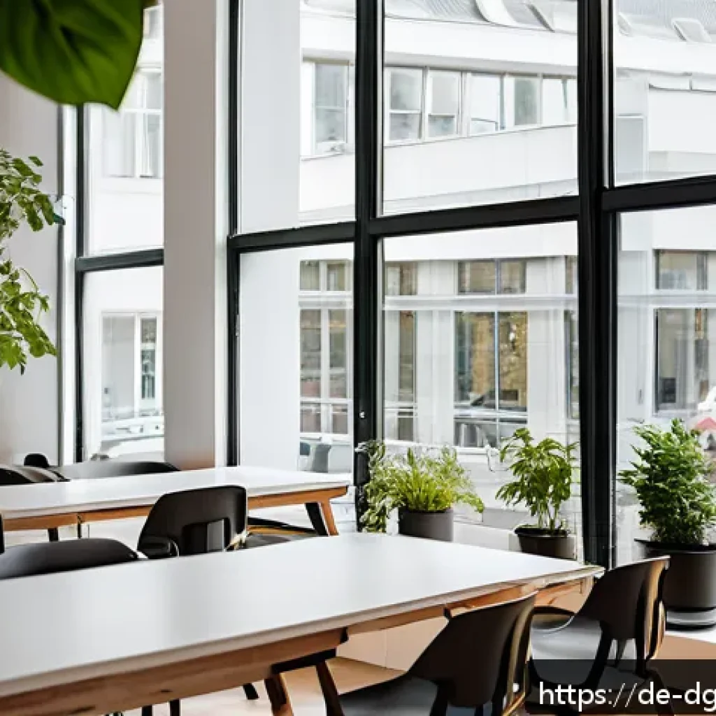 디지털 노마드의 소득 다각화 전략 - A modern coworking space in Berlin filled with diverse digital nomads working on laptops, bright nat...